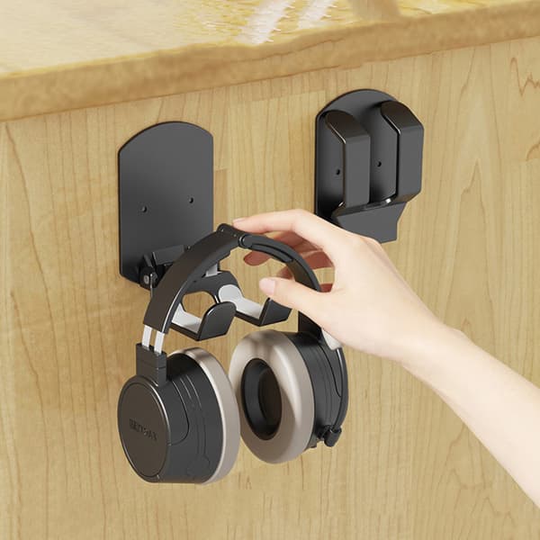 Spillekonsol Controller Stand - Plast Vægmontering Med Hovedtelefo Black