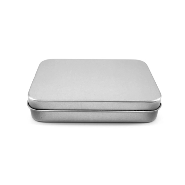 Överlevnadskit Liten Tom Metallburk Silver Svart Flip Förvarings Bo Silver