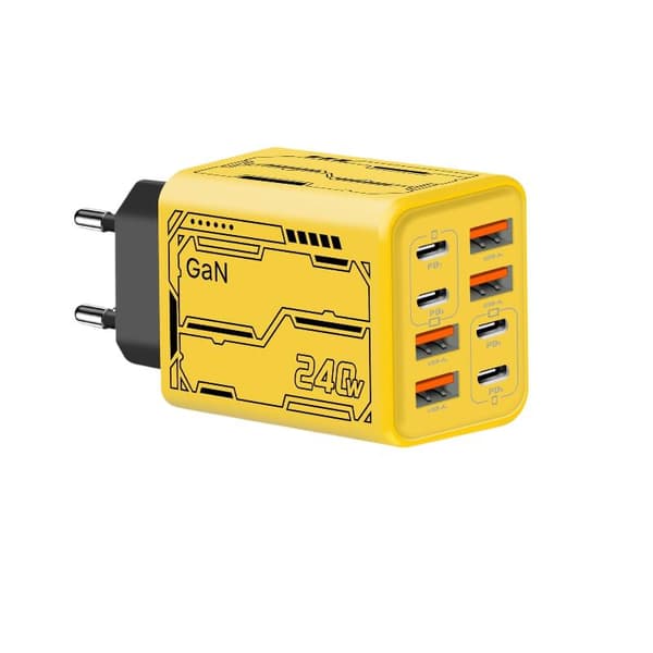 8-i-1 GaN USB C skrivebordslader 240W hurtiglader telefonadapter A6