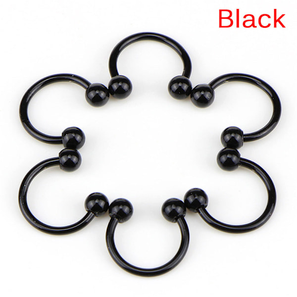 10 STK Rustfrit stål Horseshoe Bar Lip Næse Septum Øre Ring Black 8mm