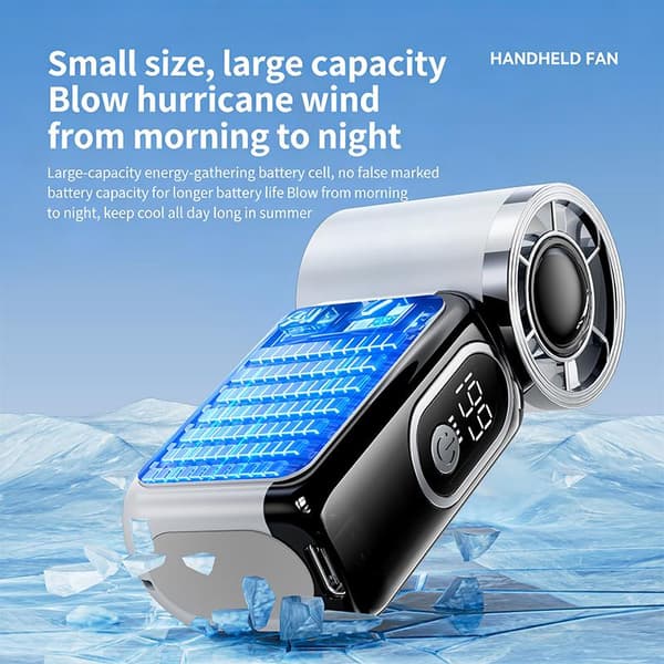 Mini Håndholdt Ventilator Med LED-Display A
