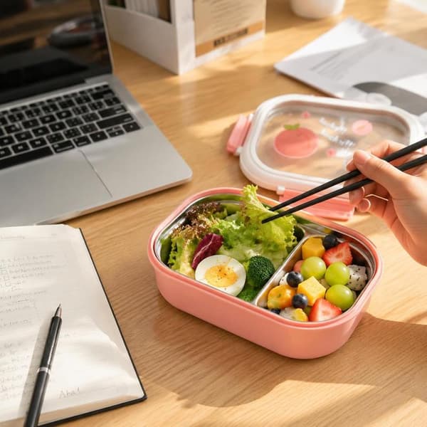 Matboks 304 rustfritt stål, delt boks Bento B Green