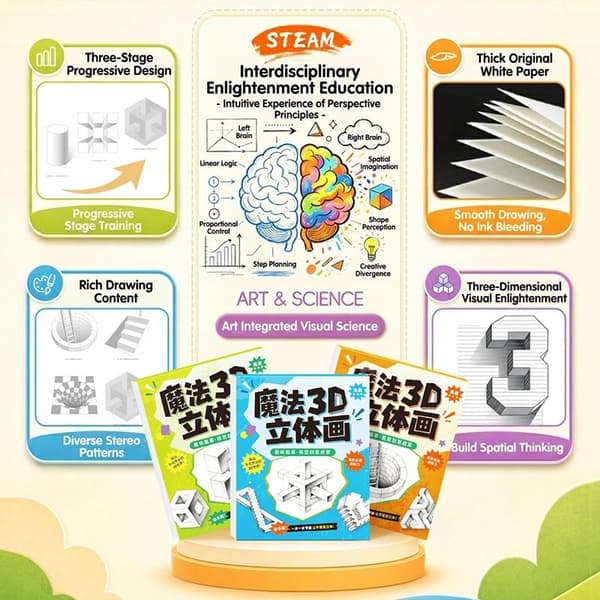 1/3 stk. Magisk 3D Stereo Tegneblok Børn Pædagogisk Doodle Skitse A4 3PCS