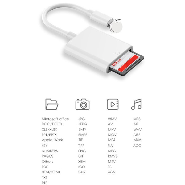 For IPhone Multi Card Reader for Lightning for SD TF-minne 1to2