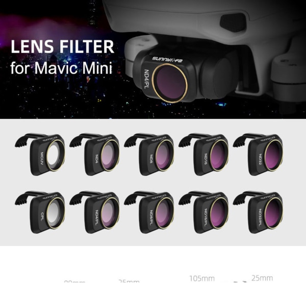 Mavic Mini 2 Gimbal Camera MCUV CPL ND-PL linssisuodatin DJI:lle CPL+MCUV+ND4+ND8+ND16+ND32
