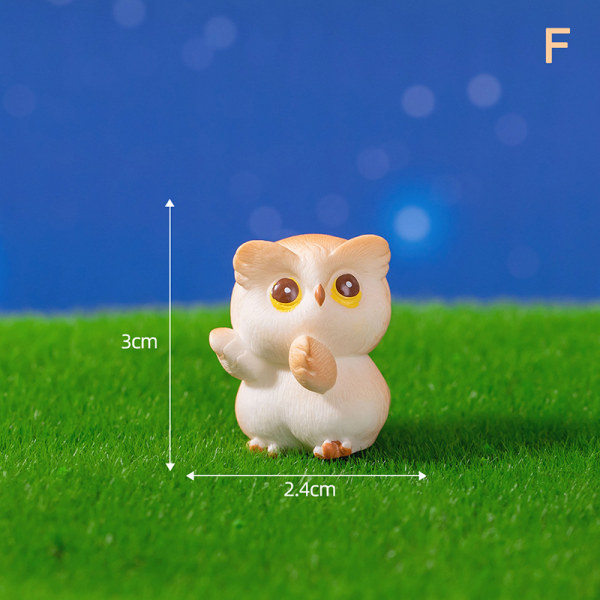 Mini Resin Owl Staty Mikro Landskapsdekoration för bilhem D F