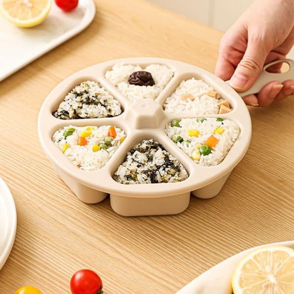 6-i-1 trekantet sushiform til risboller, non-stick Yellow
