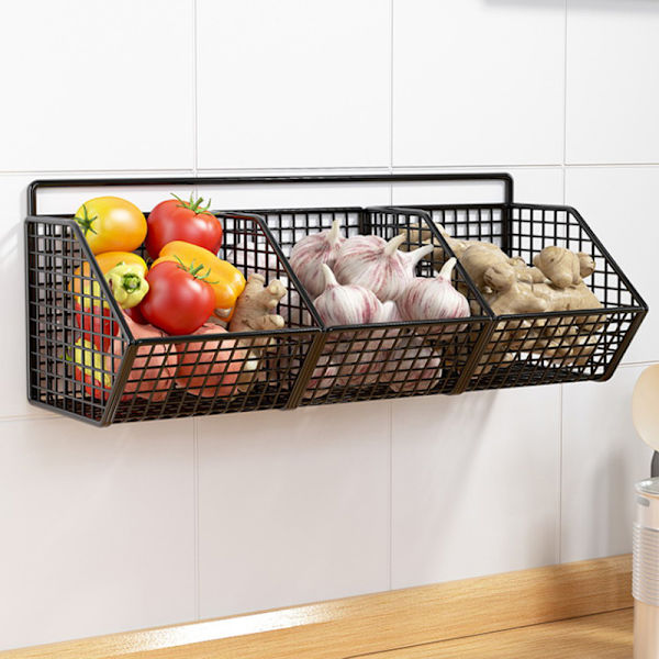 Väggmonterad förvaringshylla Lök Ingefära Vitlök Kryddor Kitche A3