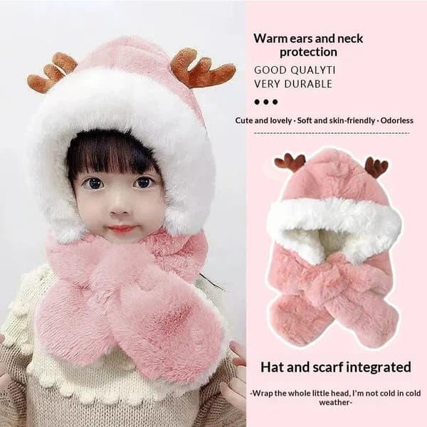 Förtjockad Rådjursintegrerad Babyhatt Vinter Barn Vindskydd Gray