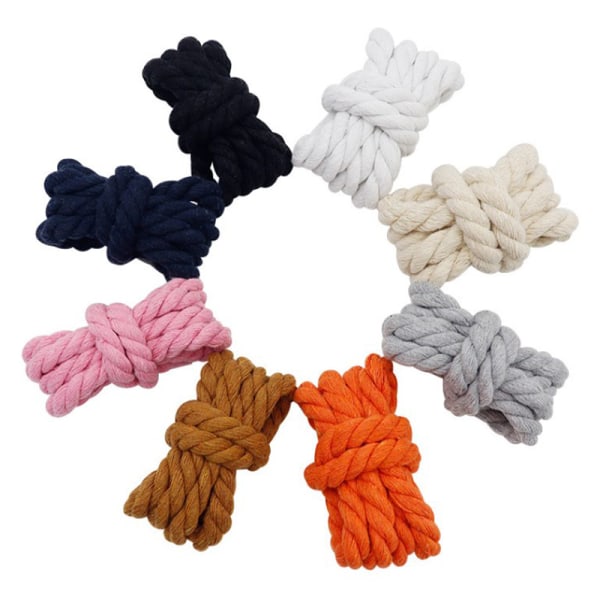 8mm dristig bomull Lin Twist Weave Shoelisser Ensfarget Rope Sh White