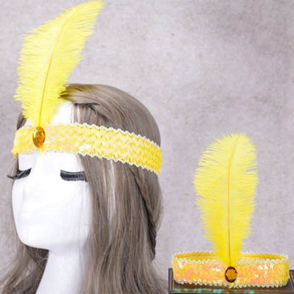 e Feather Headband Flapper Sequin Headpiece Costume Head Band d Green