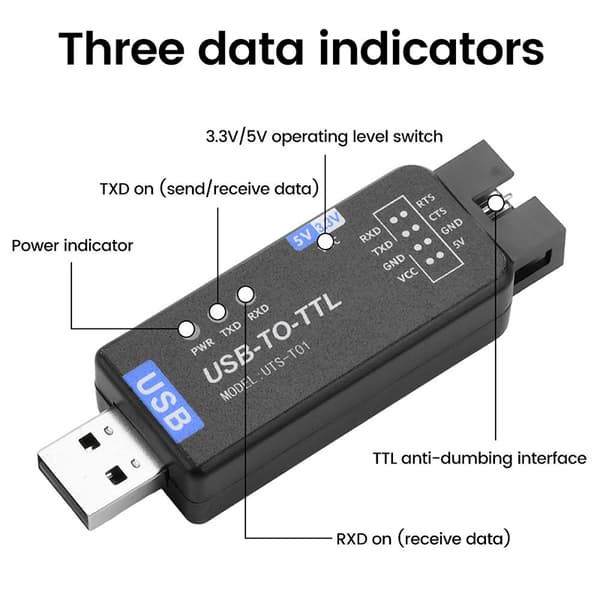 USB til TTL seriell omformer feilsøkingsnedlastingsmodul CH343G Ch