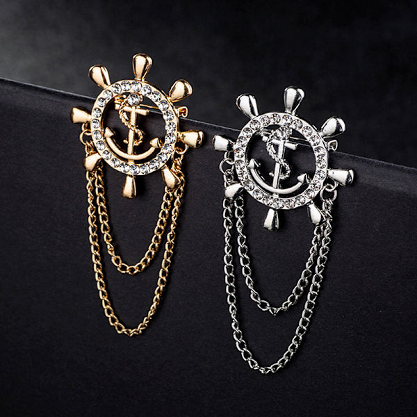 Dusk Ror Brosje Navy Corsage Boat Anchor Pin Suit Boutonni Silver