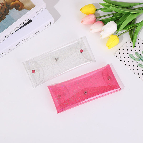 PVC Transparent Pen Bag Makeup Taske Klar Organizer Kosmetisk Taske Rose red