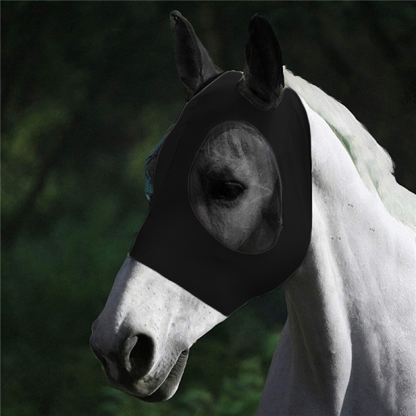 Anti-Fly Mesh Equine Mask Hästmask Stretch Bug Eye Hästfluga Black