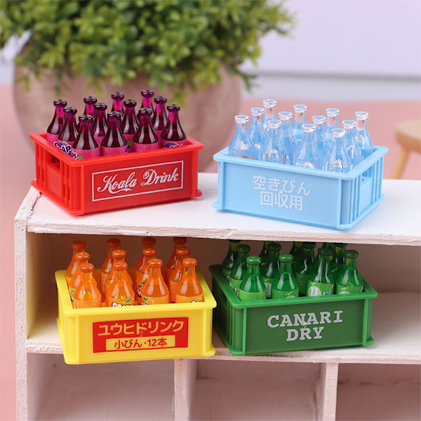 1 setti 1:12 nukkekodin miniatyyri soodapullo ja säilytyslaatikko L Orange