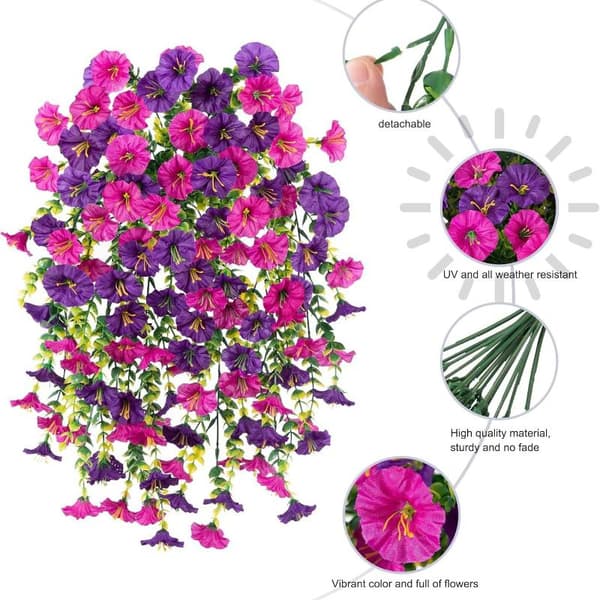 Kunstig Morning Glory Silkeblomst Ranke Hængende Guirlande Til H Rose red