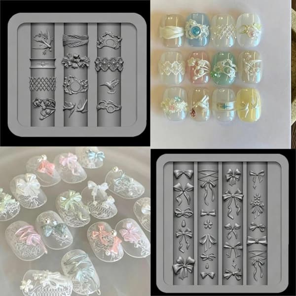 3D Rosett Silikon Nagelform Blandad Form Rosett DIY Manikyr Konst A2