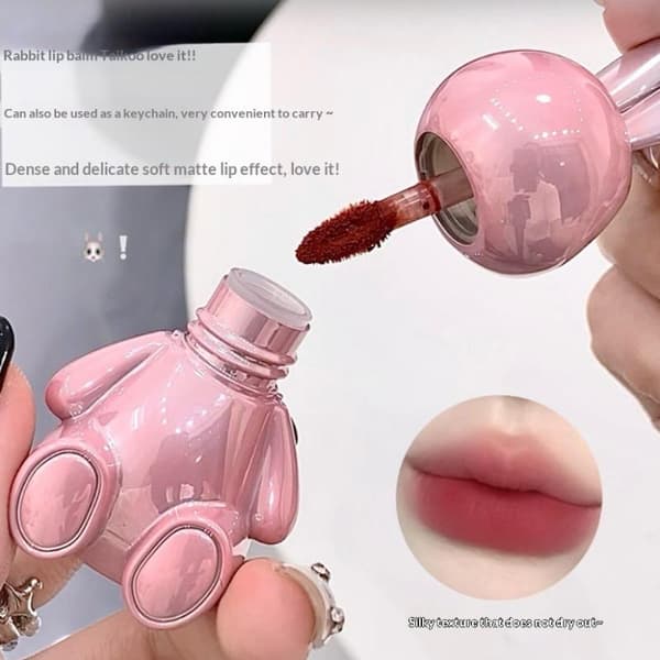 Gege Bear Fløjl Mat Læbeglasur og Nøglering Læbestift Makeup Li 4