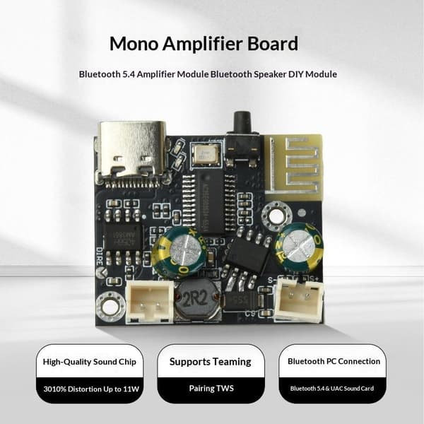5V Bluetooth 5.4 USB-ingång o förstärkarmodul 6.2W Klass D Mono