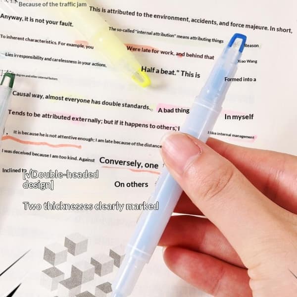 5 stk. Clear View Markerpenner Dobbelthode Myke Lyse Farger A