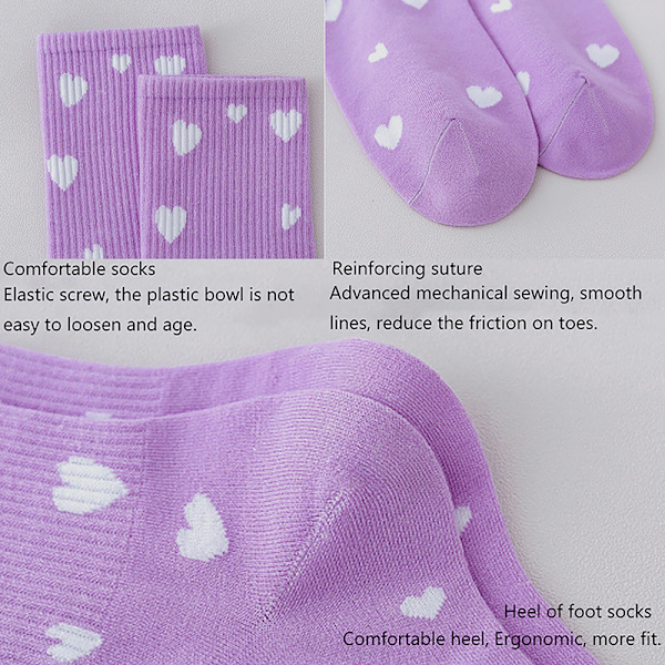 Muoti violetti väri puuvillainen urheilusukat naisille Sweet LoveHe D