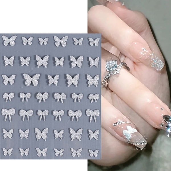 Enkelt Shiny Heart Star Butterfly Nail Art Sticker Manikyr Des A1
