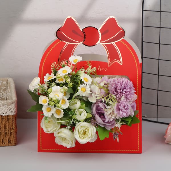 2 st bärbar blomkorg rosblomförpackningslåda present till W Red