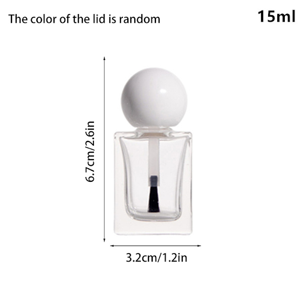 8/10/15 ml tomma nagellacksflaskor med borstlock, påfyllningsbart glas 10ml