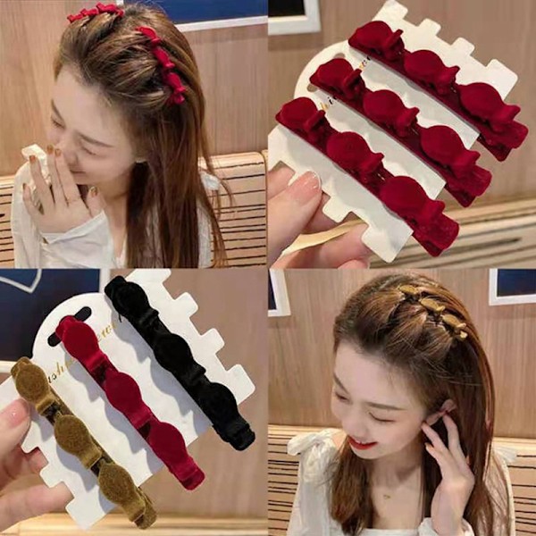 Flocked Bangs Hair Clip Sort Hovedbeklædning Dame e Barrettes Hårgr Black
