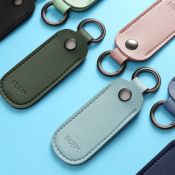 Læder U Disk Pouch Nøglering Holder Flash Drive Opbevaringstaske Me Dark blue