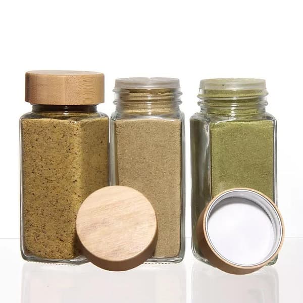 7PCS/set 4Oz Glas Kryddburk Kryddbehållare Med Bambu L 7PCS