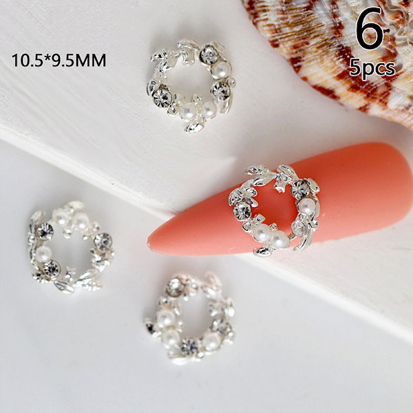 5 kpl 3D-timanttikristalli kynsikoristeet Garland Pearl Dangle Charms 14