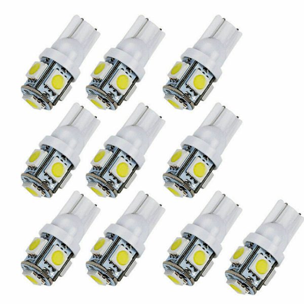 10 st White T10 Wedge 5-SMD 5050 5W5 LED-nummerskyltslampor