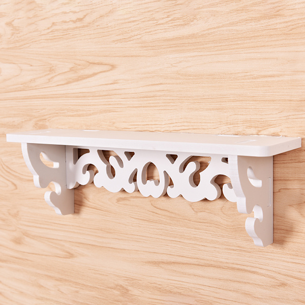 Hvid træ Væghylde Display Hængende Rack Opbevaringsvarer Hold White Medium