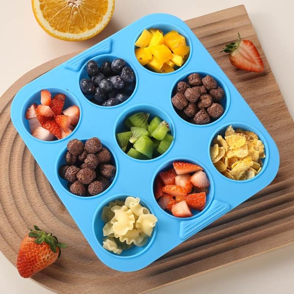 1 stk. firkantet muffinform med 9 huller, silikoneform til cupcakes Blue