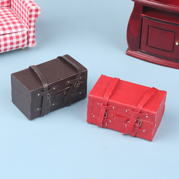 1:12 Dollhouse Miniatyr Vintage resväska Bagagebox förvaring B Brown