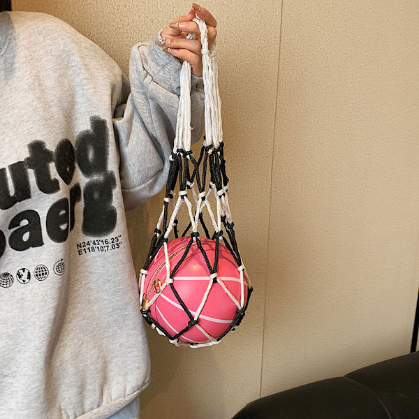 Fotballnettveske Nylon Fet oppbevaringsveske Single Ball Carry Porta D