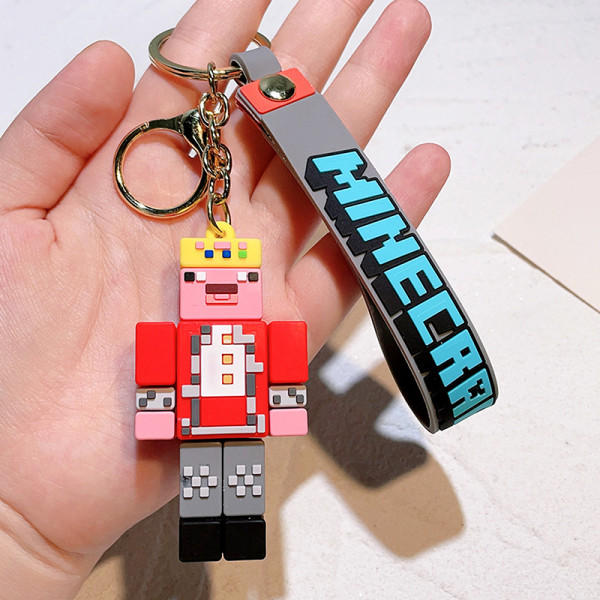 Nyt 3D-spil Minecraft PVC nøglering Ainme Steve Creeper My World A4