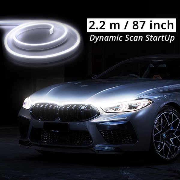LED Bilhuvsljuslist Dynamisk Skanning Start-effekt Varselljus White 220CM