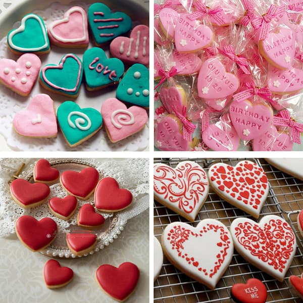 4 stk. Hjerteformet Plastik Kageform Cookie ter Biscuit Stempel Su