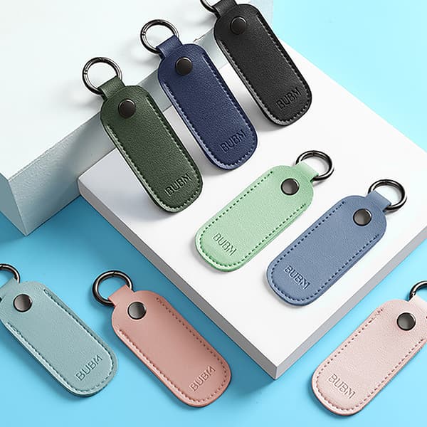 Læder U Disk Pouch Nøglering Holder Flash Drive Opbevaringstaske Me Dark blue