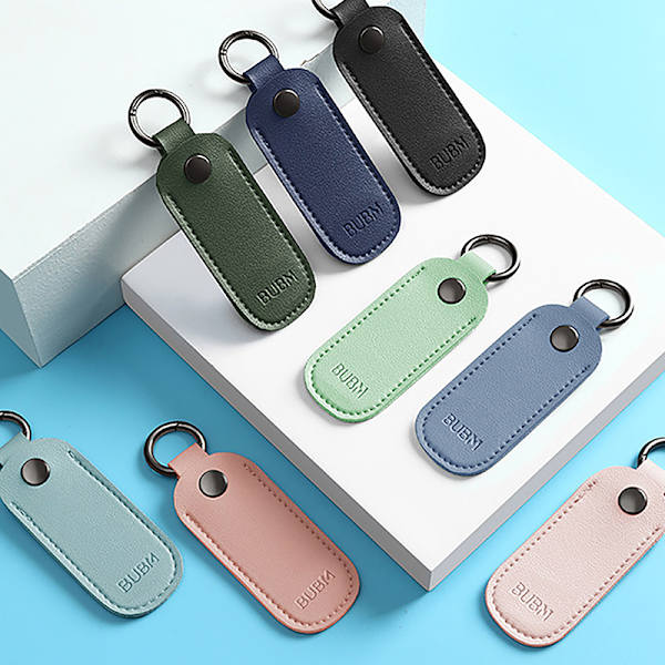 Läder U Disk Pouch Nyckelring Hållare Flash Drive Storage Bag Me Blue