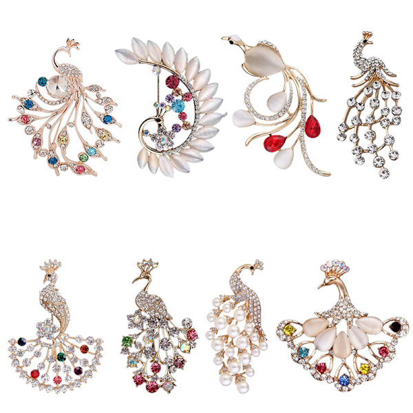 Crystal tekojalokivi riikinkukon rintakoru Animal rintakoru ja pin korut P A1