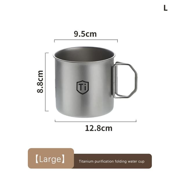 Kaffekrus i titaniumstål med foldbart håndtag til udendørs camping L