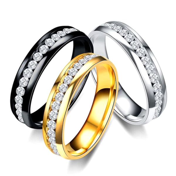 Fashion Double Row Zircon Rustfritt stål Ring Romantic Engagem A 8