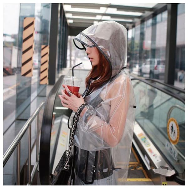 Gennemsigtig PVC Lang Regnfrakke Regnponcho Kvinder Mænd Mode Ra A4