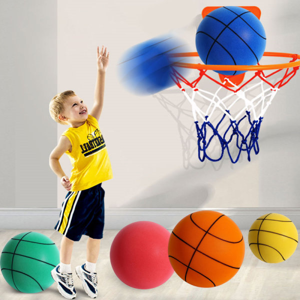Indendørs Silent Basketball hoppebold til børn og voksne Orange 18CM
