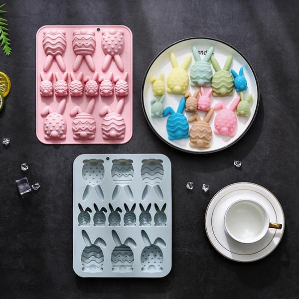 Påskehare æggeformet silikoneform DIY kagekiks chokolade Blue