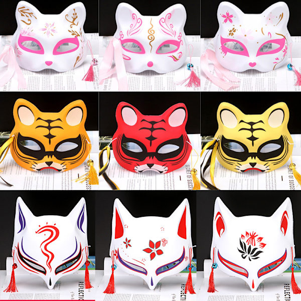 1kpl Anime Fox Masks Half Face Cat Mask Masquerade Festival osa A17